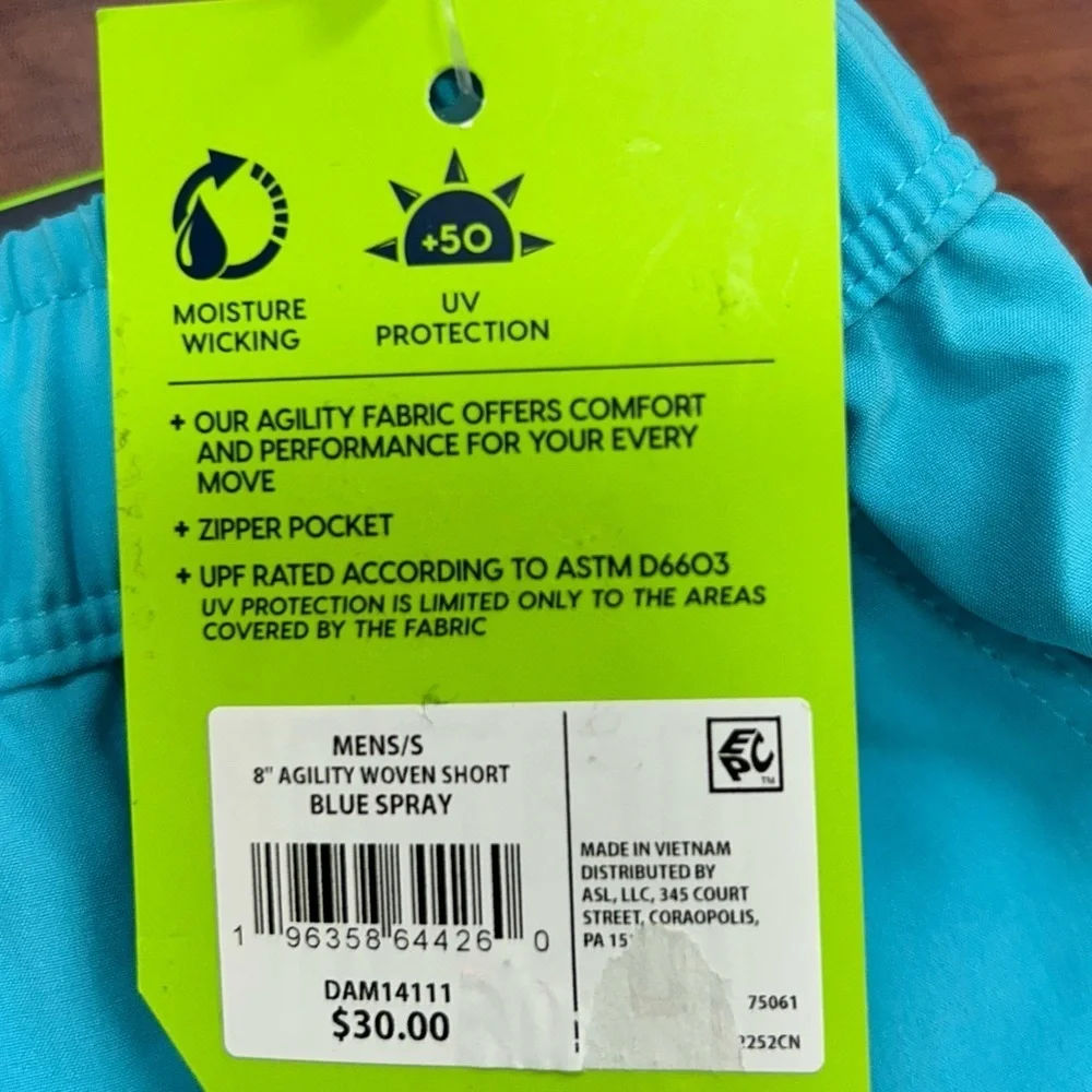 NWT DSG Men’s 8” Agility Woven Shorts Blue Spray size Small